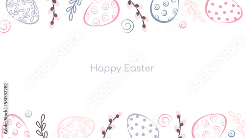 decorative frame with eggs and pussy willow