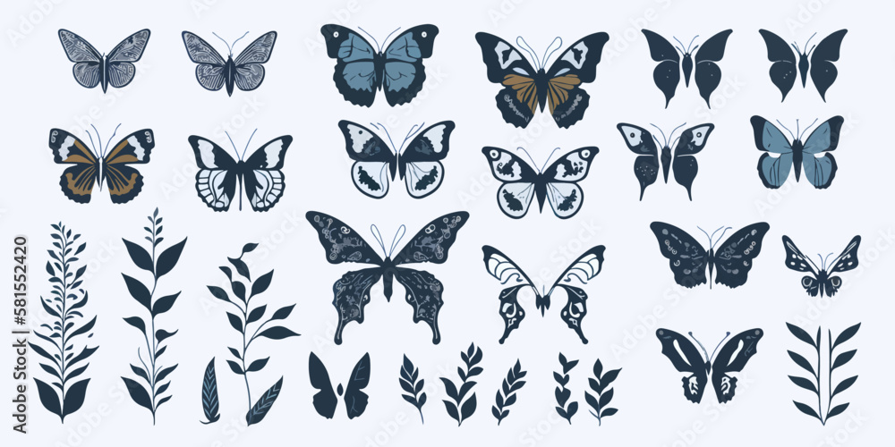 Patterned Paradise. Vector Collection of Multicolored Butterflies
