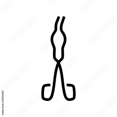 crucible tongs chemical glassware lab line icon vector illustration