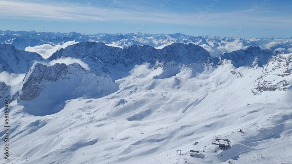 Panoramic view on snowy mountain peaks in the alps. Panoramic view on snowy mountain peaks in the alps.