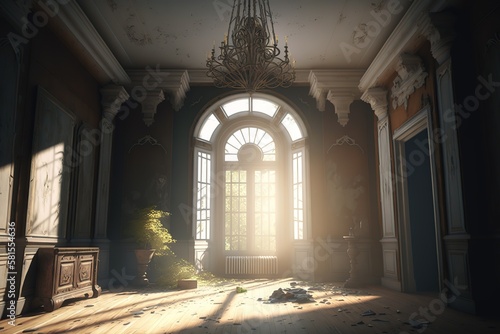 Dusty and abandoned room in a rich mansion