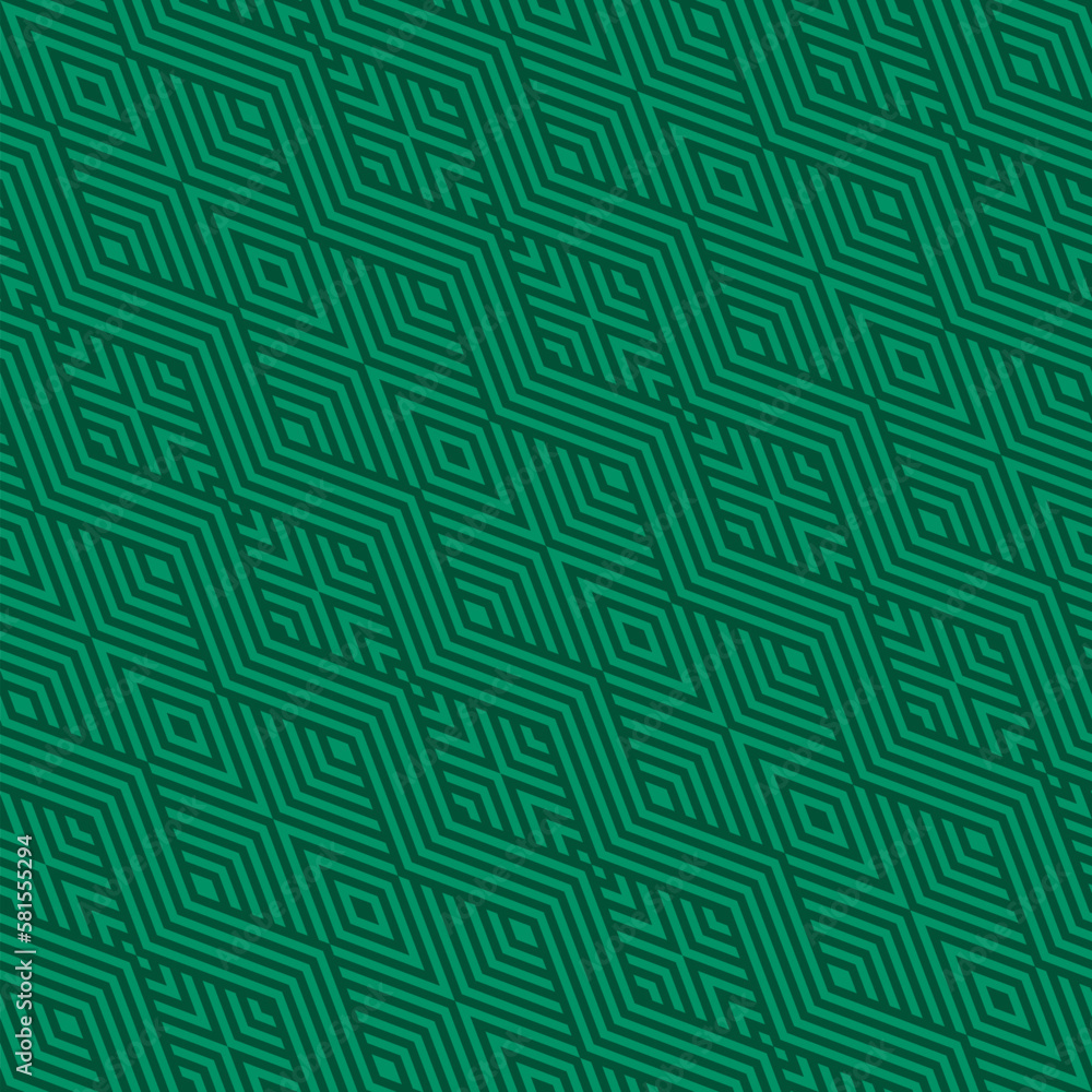 Geometric lines seamless pattern. Retro style vector texture with diagonal stripes, chevron, zigzag, quirky lines. Abstract green linear graphic background. Sport style ornament. Repeat geo design