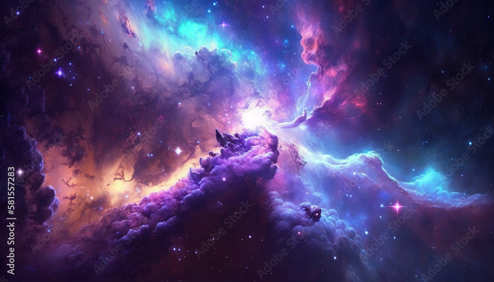 Fototapeta premium galaxy with planets, generative ai