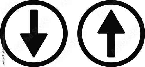 download, upload icons with arrow in circle vector illustration . up and down arrow icons
