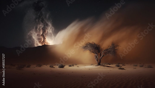 sandstorm in the night desert, generative ai