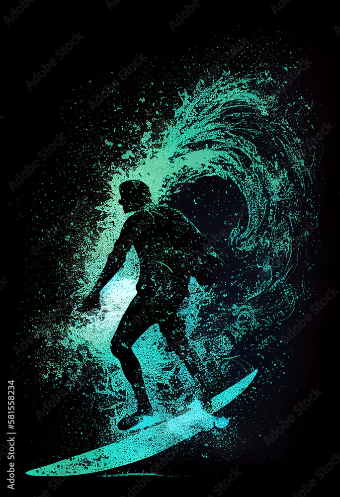 silhouette of a person with a surfboard, generative ai silhouette of a person with a surfboard, generative ai