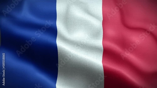 4K Textured Flag of France Animation Stock Video - French Flag Waving in Loop - Highly Detailed France Flag Stock Video photo