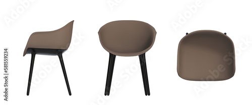 chair isolated on white background, interior furniture, 3D illustration, cg render © vadim_fl