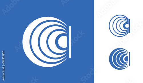 Abstract eye symbol in blue and white colors