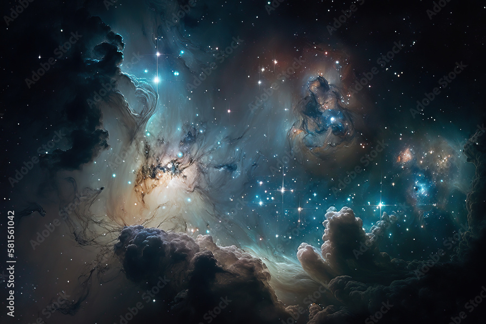 Nebula gas cloud in deep outer space. Futuristic cosmos design. Generative Ai Nebula gas cloud in deep outer space. Futuristic cosmos design. Generative Ai