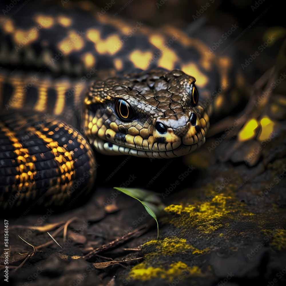 Naklejka premium Snake : Tiger Snake, Generative AI