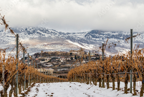 Viñedos nevados en rioja alavesa