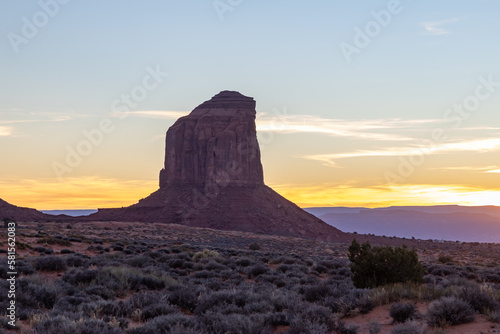 Monument Valley Landscape at Sunset - Gray Whiskers Butte