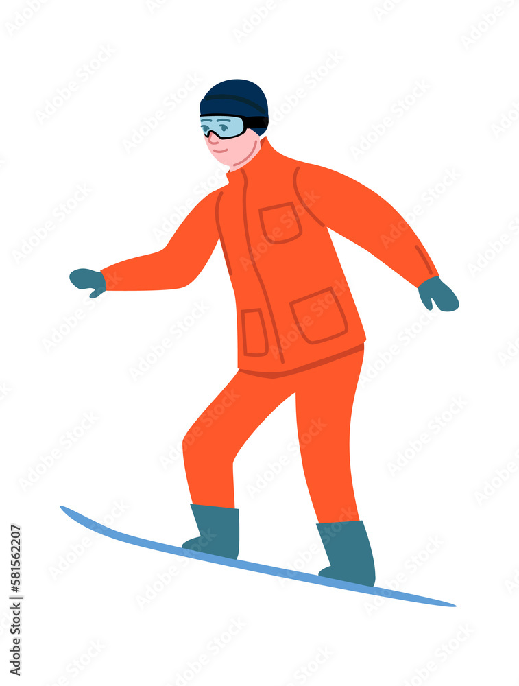 Obraz premium Boy skates on snowboard. Kid jumping on board. Winter sport