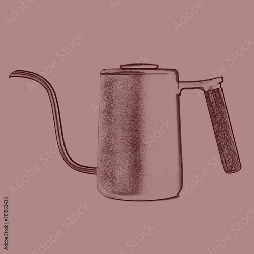 Czajnik, kettle do kawy - szkic, ilustracja