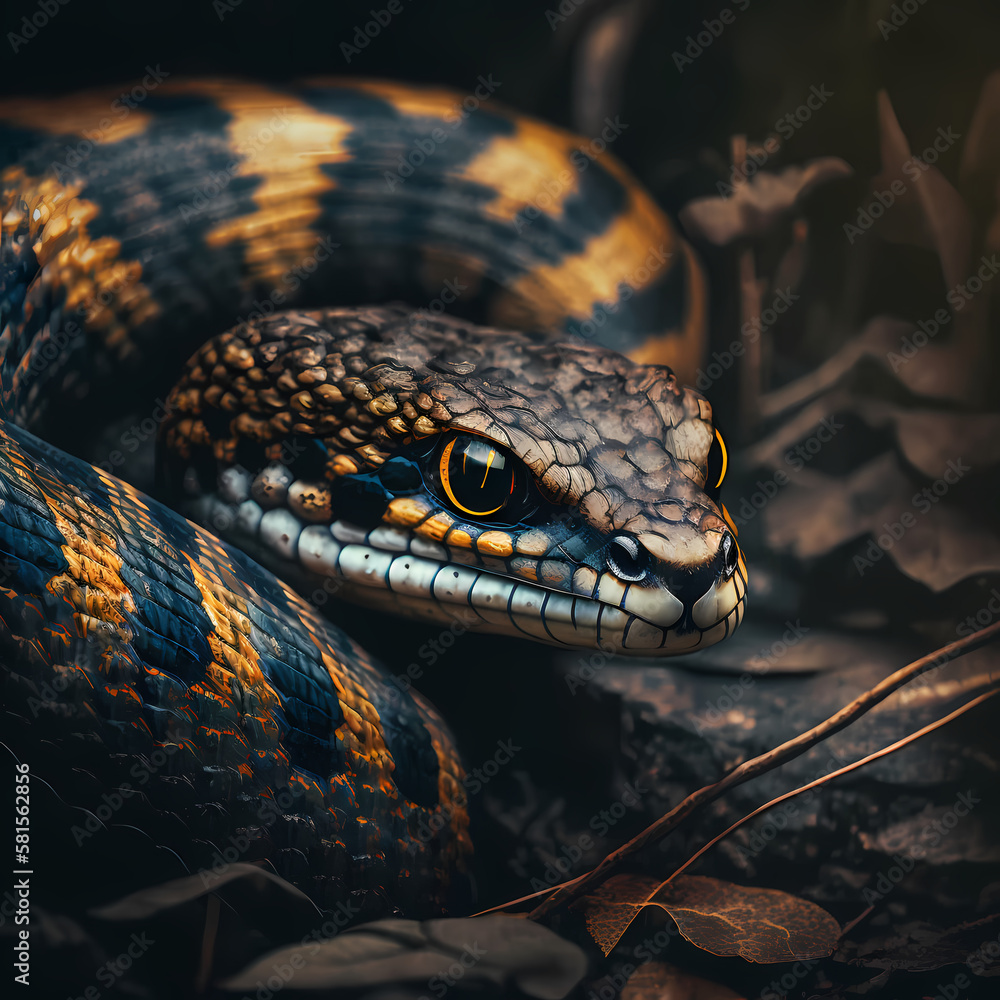 Snake : Tiger Snake, Generative AI Snake : Tiger Snake, Generative AI