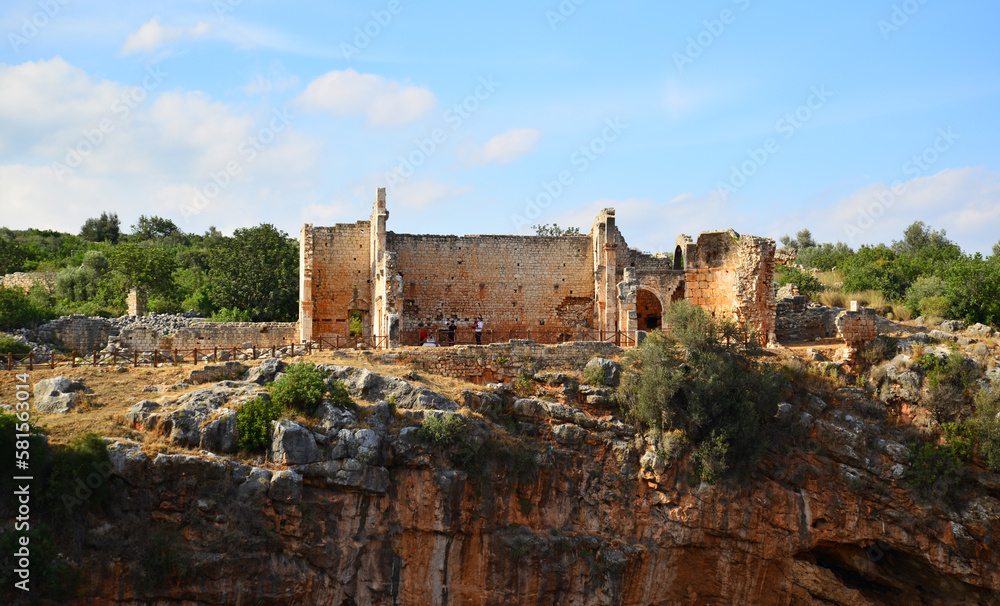 Kanlidivane Ancient City, located in Mersin, Turkey, was built in ancient times.