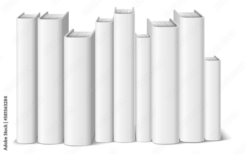 Book stack mockup. Standing blank realistic hardcovers Book stack mockup. Standing blank realistic hardcovers