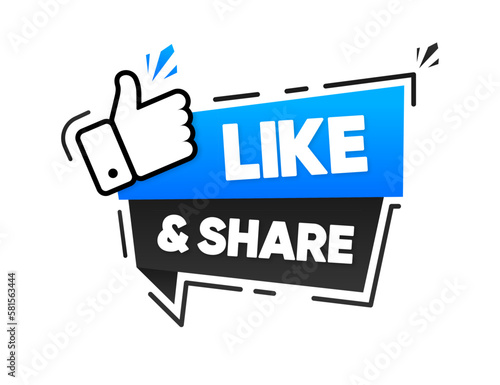 Like and Share banner. The thumbs up. Social media concept. Button Icon of Social Media. Vector illustration.
