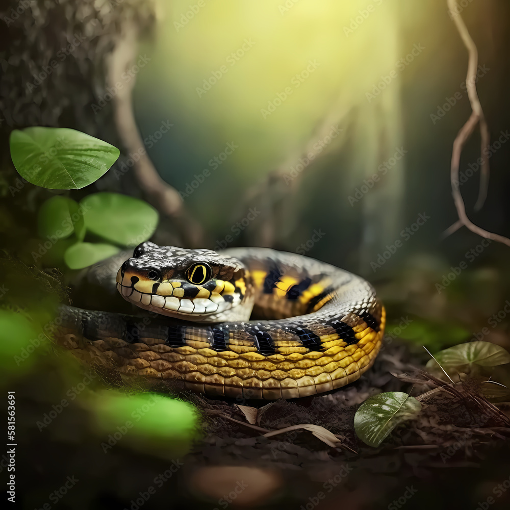 Snake : Tiger Snake, Generative AI Snake : Tiger Snake, Generative AI
