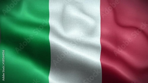 4K Textured Flag of Italy Animation Stock Video - Italian Flag Waving in Loop - Highly Detailed Italy Flag Stock Video photo