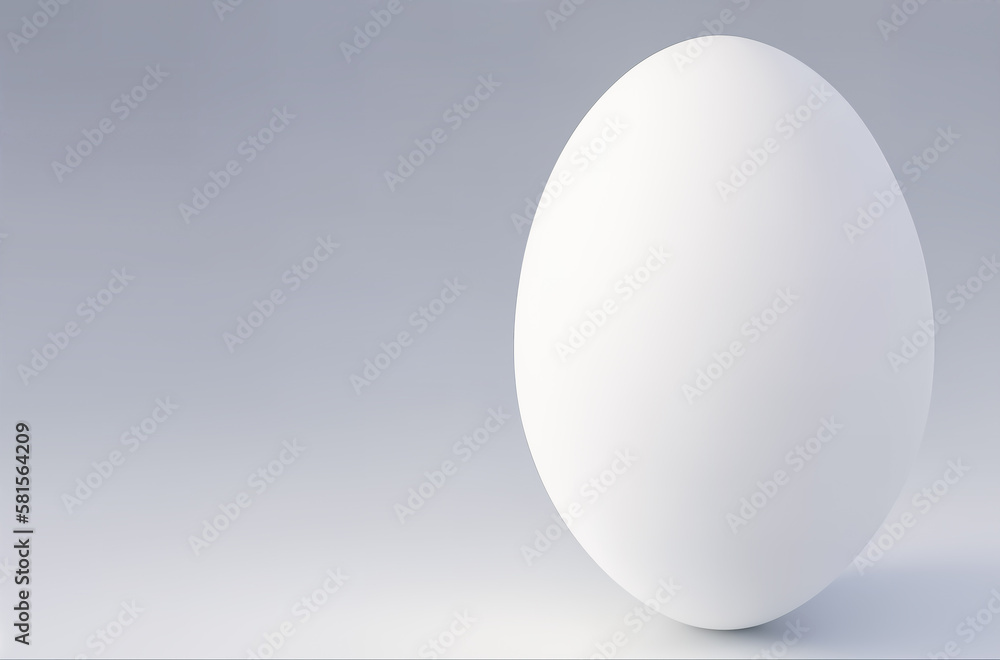 White chicken egg on light white background with soft light close-up. Generative AI. White chicken egg on light white background with soft light close-up. Generative AI.