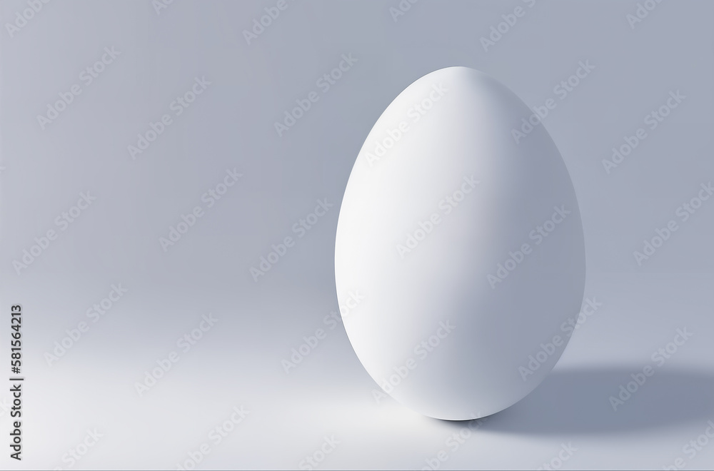 White chicken egg on light white background with soft light close-up. Generative AI. White chicken egg on light white background with soft light close-up. Generative AI.