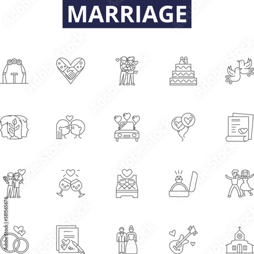 Принти на полотні Marriage line vector icons and signs