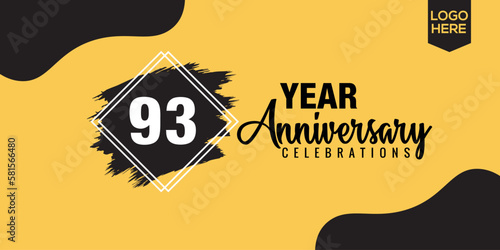 Wallpaper Mural 93rd years anniversary celebration logo design with black brush and yellow color with black abstract vector illustration Torontodigital.ca