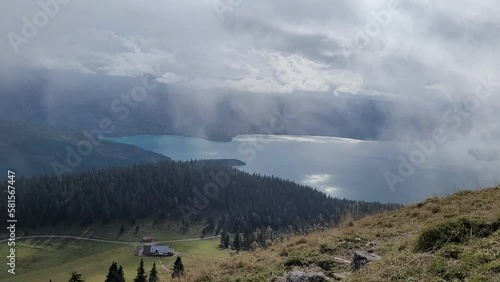 Panoramic view on the Walchensee in Bavaria, Germany.