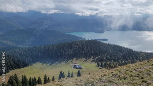 Panoramic view on the Walchensee in Bavaria, Germany.