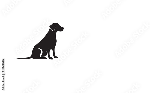 Vector black silhouette of a dog isolated on a white background.