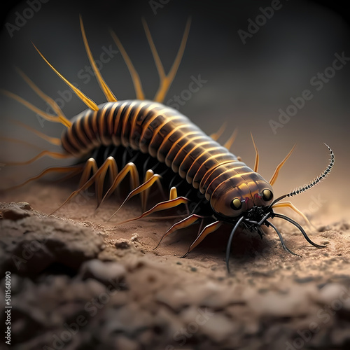 Centipede Kelabang. Generative AI photo