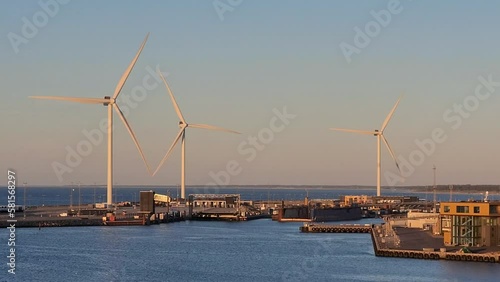 Wind farm on the coast in denmark.