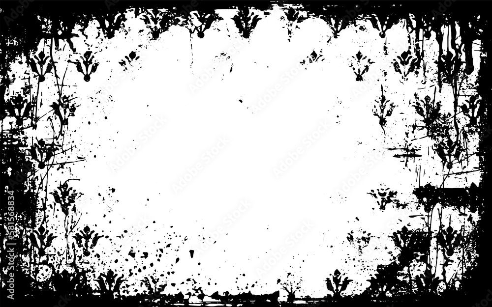 Obraz premium Grunge border texture background. Abstract frame overlay. PNG graphic illustration with transparent background.