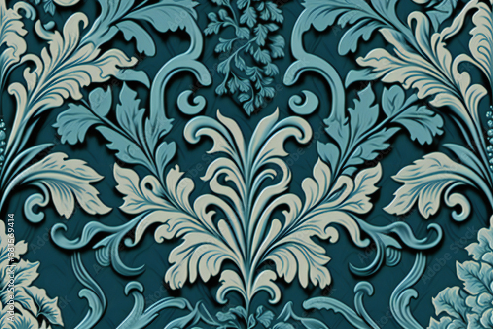 Blue oceanic floral pattern or background Blue oceanic floral pattern or background