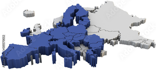 Countries of the European Union 3D render