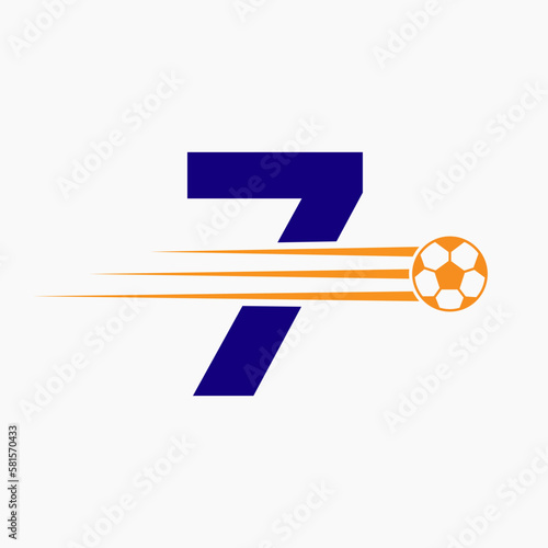 Initial Letter 7 Soccer Football Logo. Soccer Club Symbol