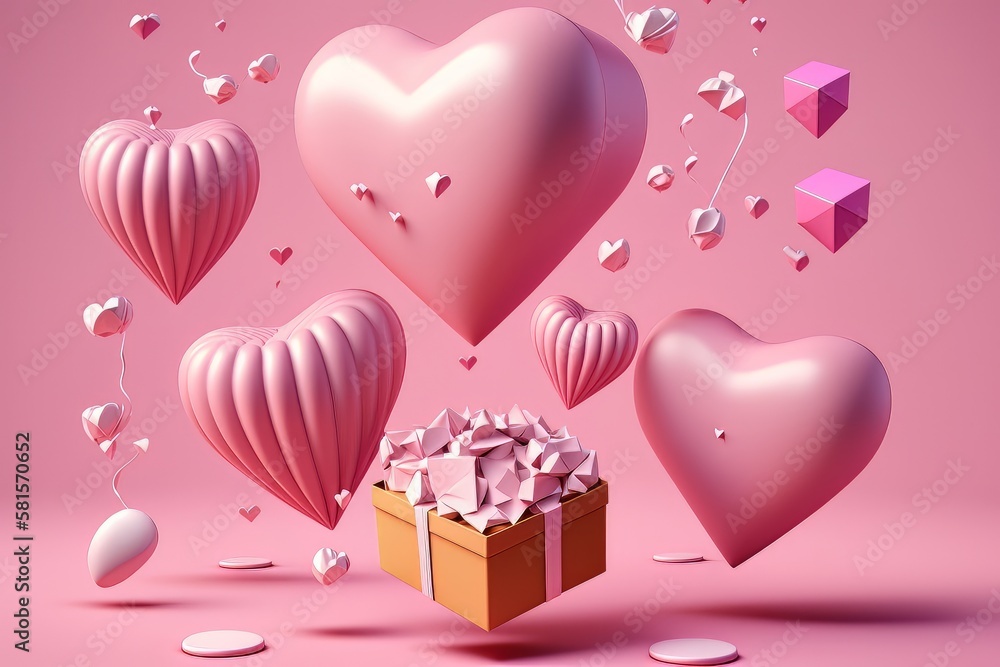Valentines day heart shaped balloons. Generative ai