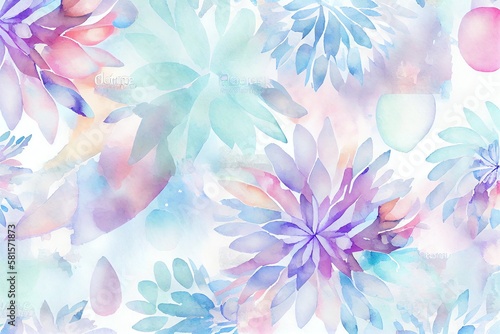Watercolor Illustration of a Modern Pastel Abstract Flower Pattern As Wallpaper Background. Generative AI