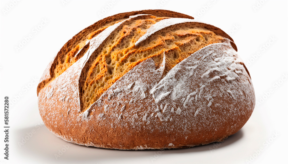 Fresh hot bread isolate on white background, Generative AI,