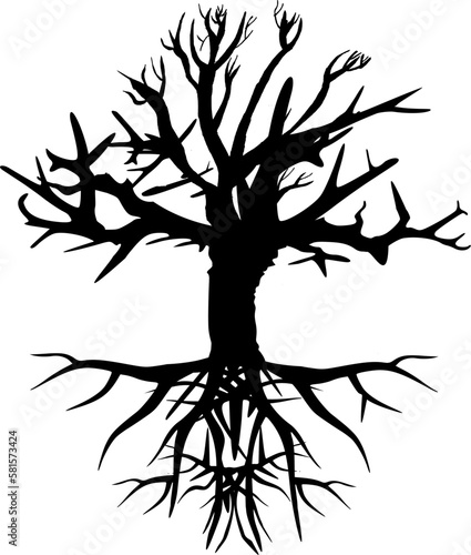 Yggdrasil, Weltenesche - Silhouette eines abstrakten Baums - Nordische Mythologie