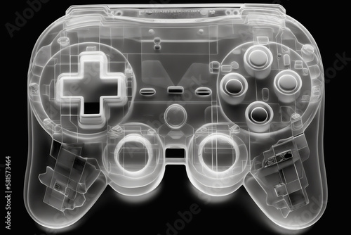 A video game controller photography with an X ray style. Created with Generative AI