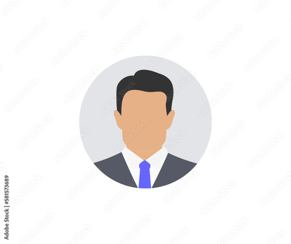 Faceless businessman icon. Business people. User profile icon. Profile picture, portrait symbol. User member, People icon. Circle button with avatar photo silhouette vector design and illustration.
