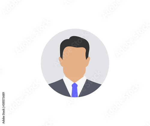 Faceless businessman icon. Business people. User profile icon. Profile picture, portrait symbol. User member, People icon. Circle button with avatar photo silhouette vector design and illustration. 