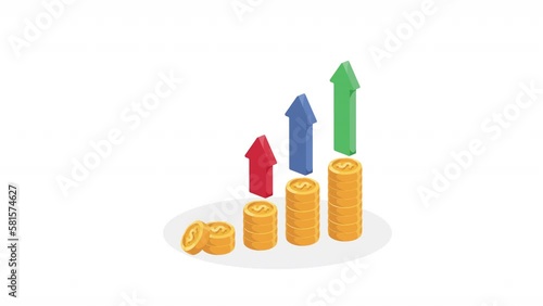 pile coins money dollars animation