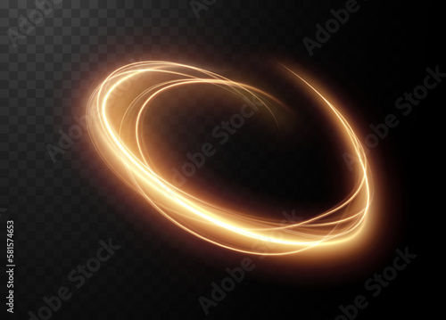 Golden curved light line, rope, tape. Smooth festive gold line png with light effects. Element for your design, advertising, postcards, invitations, screensavers, websites, games. 