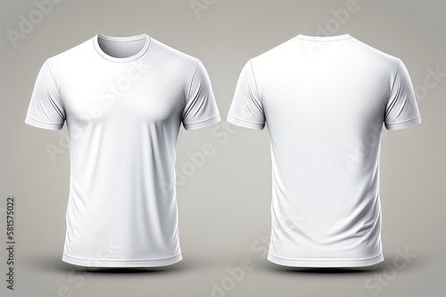 White, short sleeve t-shirts with copy space for mockup. Generative AI