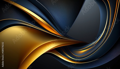 A gold and dark blue abstract gradient , ai generated