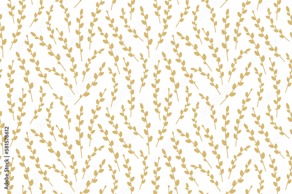 Obraz premium spring, easter seamless pattern with golden pussy willow branches - vector illustration